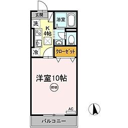アイコート 1Kの間取図画像