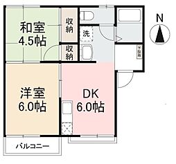 タウニィ屋島 2DKの間取図画像