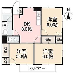 グリーンハイツサコ 3DKの間取図画像