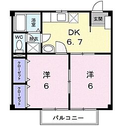 ニューシティーMIKI 2DKの間取図画像