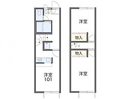 レオパレスロワール三条A 2DKの間取図画像