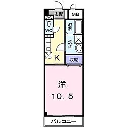 グランディール太田A 1Kの間取図画像