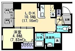 ルミナス藤塚町 1LDKの間取図画像