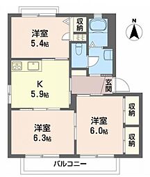 グランコート浅野A 3Kの間取図画像