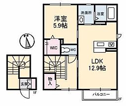 ディアメゾン 1LDKの間取図画像