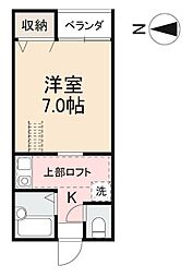 HP中央町 1Kの間取図画像