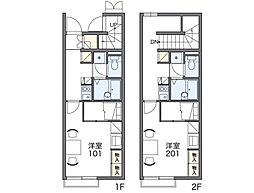 レオパレスグレイス木太 1Kの間取図画像