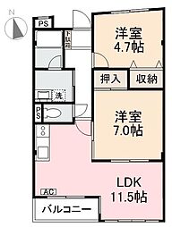 第3星野ビル 2LDKの間取図画像