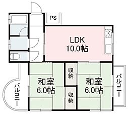 レジデンス栗林 2LDKの間取図画像