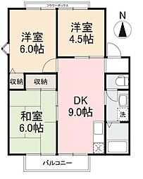 ウィング木太 3DKの間取図画像