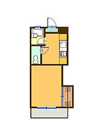 エステート鎌田2 1Kの間取図画像