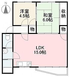 第1コーポ浅田 2LDKの間取図画像