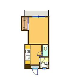 エステート鎌田2 1Kの間取図画像