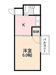 中野町ローズガーデン 1Kの間取図画像