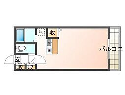 サンタクロスA ワンルームの間取図画像