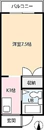 ドルフィン西宝町1 1Kの間取図画像