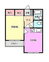 ロコガーデン 1DKの間取図画像