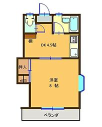エステート鎌田1 1DKの間取図画像
