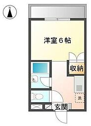 アーベイン三木パート1 1Kの間取図画像