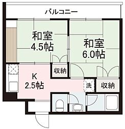 ヴィラ扇 2Kの間取図画像