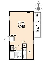 アムズ2 1Kの間取図画像