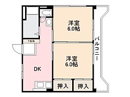 第2築地レジデンス 2DKの間取図画像
