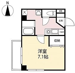 アクシオス中新町 1Kの間取図画像