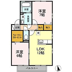 リビングタウン松縄A 2LDKの間取図画像