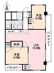 阿部ロイヤルハイツ 2LDKの間取図画像