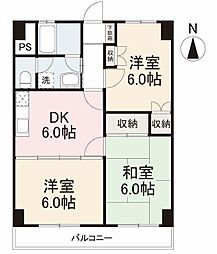 阿部ロイヤルハイツ 3DKの間取図画像