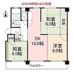 ヴィラ・アンソレイエ牟礼2 3DKの間取図画像