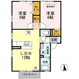 キュベレイ 2LDKの間取図画像