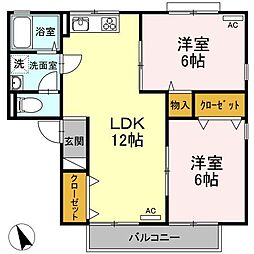 宮脇ハイツ 2LDKの間取図画像