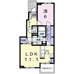 クラール元山サウスD 1LDKの間取図画像