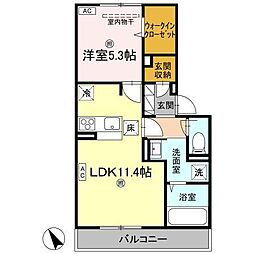 D-ROOM松島 1LDKの間取図画像