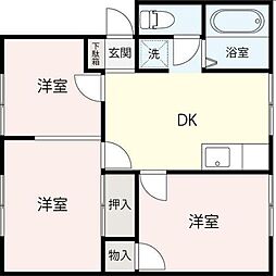 富士ハイツ 3DKの間取図画像
