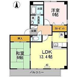 アンビエンテ花ノ宮 2LDKの間取図画像