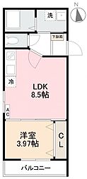 高松市藤塚町アパート 1LDKの間取図画像