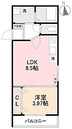 高松市藤塚町アパート 1LDKの間取図画像