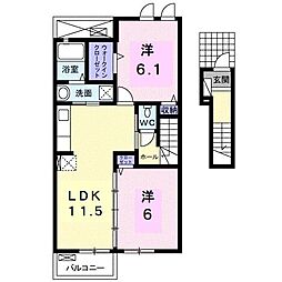 フォルシュ・メリー・ガーデン2A 2LDKの間取図画像