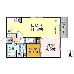 Zen参 1LDKの間取図画像