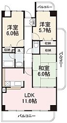 グラン新蔵 3LDKの間取図画像