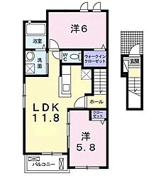 サンライズガーデンD 2LDKの間取図画像