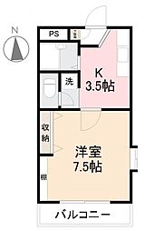 ニューエスト石丸 1Kの間取図画像