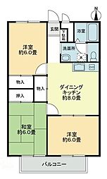 フォブール大高A 3DKの間取図画像