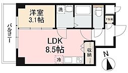プレシャスタイム通町 1LDKの間取図画像