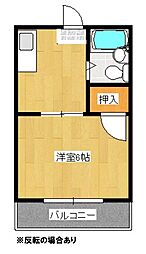コートシェモア 1Kの間取図画像