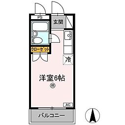シャインコート福岡町 ワンルームの間取図画像