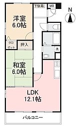 プロスパー1 2LDKの間取図画像