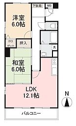 プロスパー1 2LDKの間取図画像